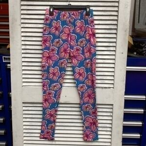 Pink Hibiscus Leggings size S/M